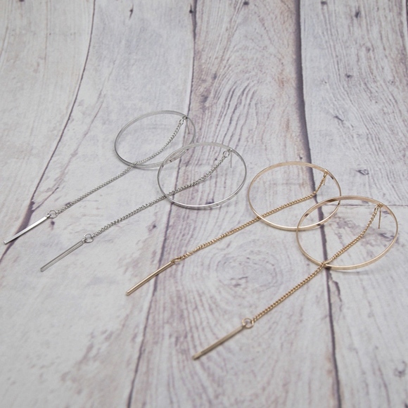 Chic Large Hoop Tassel Chain Earrings - Picture 2 of 5